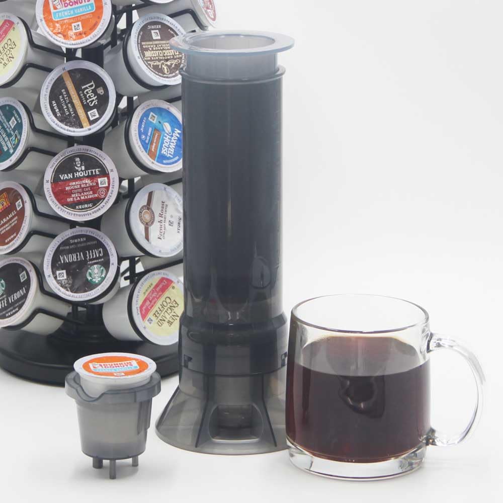 Portable Travel Coffee Maker Press, Camping Coffee Press, Compatible with K Cups and Ground Coffee, 4~12 OZ