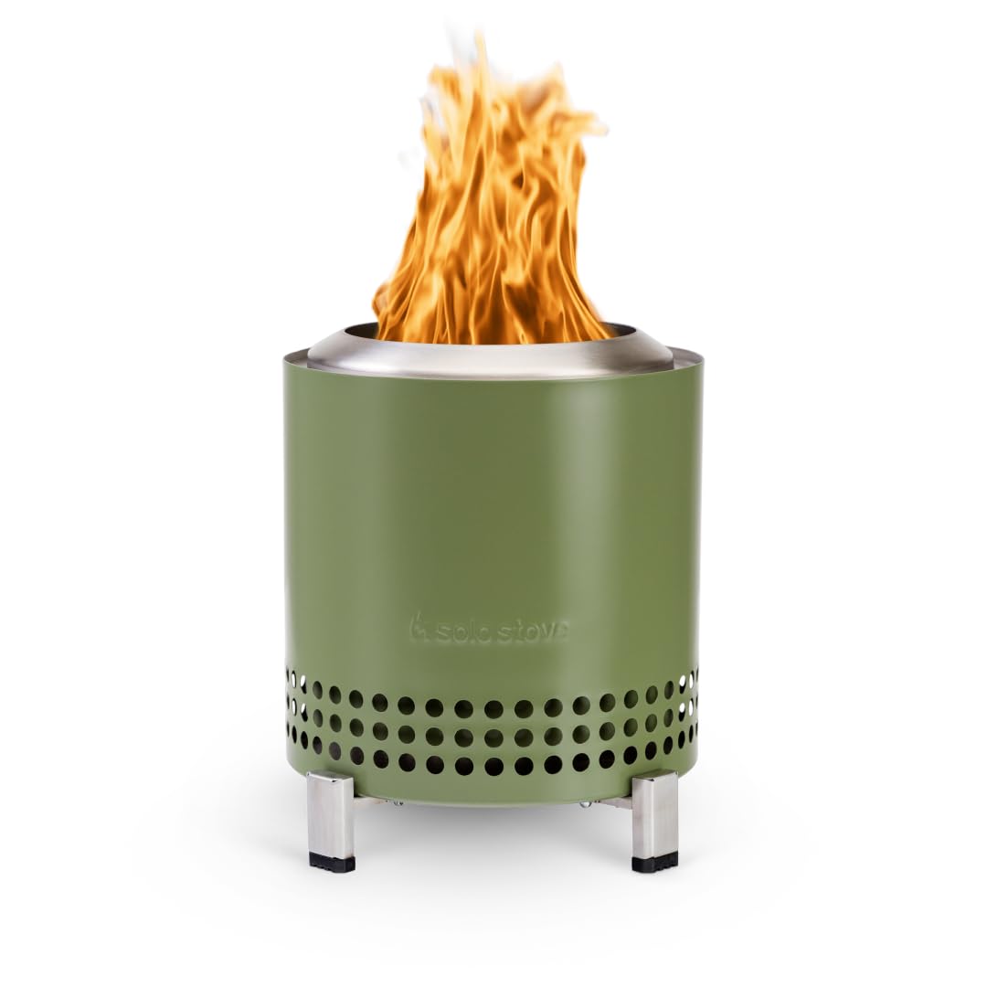 Solo Stove Mesa XL, 7 Inch Tabletop Fire Pit with Stand - Smokeless, Stainless Steel Fire Pit for Camping, Outdoor & Patio- Wood Burning or Pellet Fueled Portable Bonfire, 2.3lbs, Deep Olive