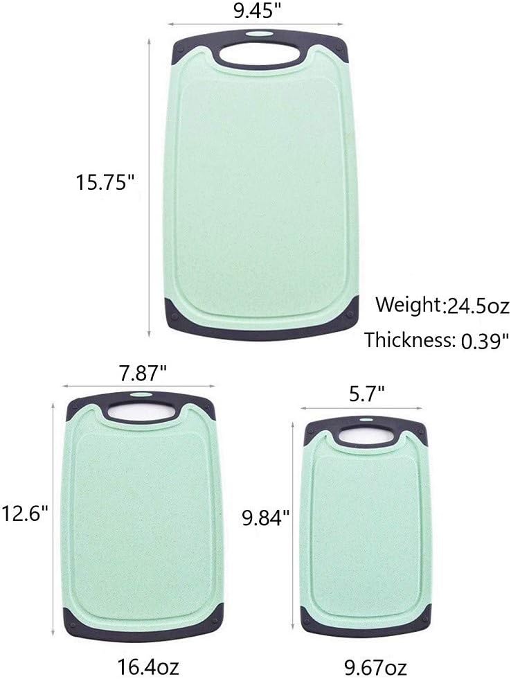 Cutting Boards for Kitchen, Anti-Skid Eco-Wheat Straw Vegetable Board Set of 3, Dishwasher Safe