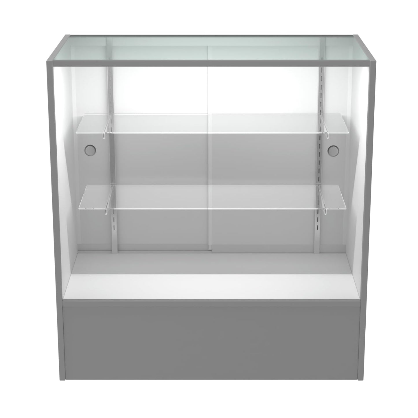 HUZJIEHUI 36" W x 18" D x 38" H - Retail Display Cabinet, White Wooden Full View Glass Display Cabinet with LED Lights and Glass Shelves