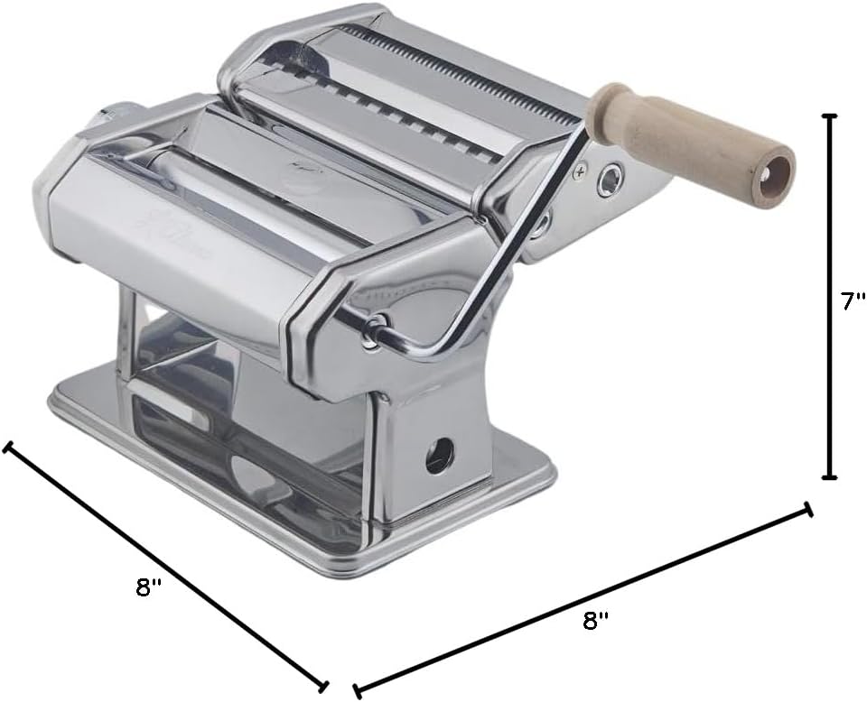 LAlunno Pasta Maker Machine by PastaVirtuoso - Hand Crank Machine for Pasta Dough and Noodles - Easy to Use Manual