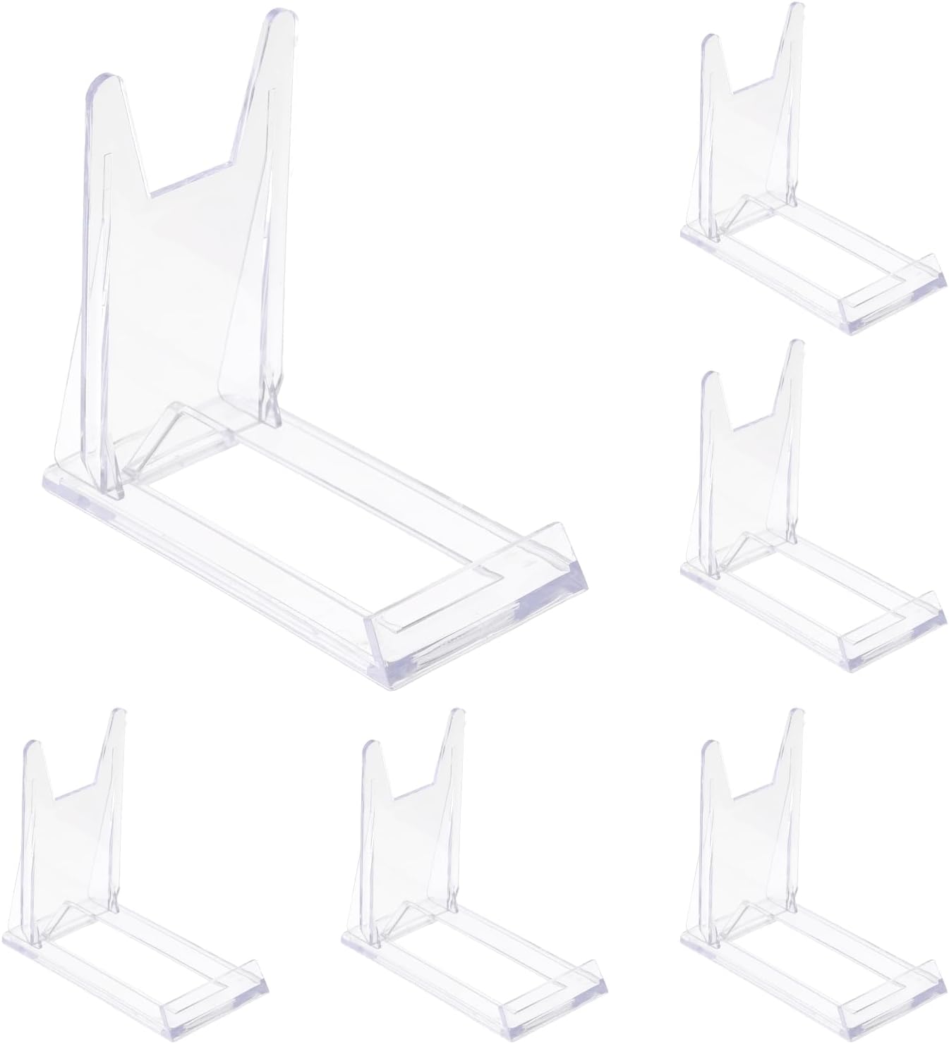 uxcell 4" Plastic Plate Stands, Display Easels for Card, Photo Frame, Desktop, Black, 6 Pcs
