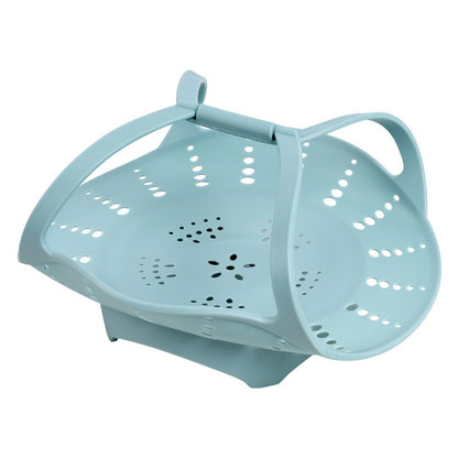 Vbvbip Collapsible Silicone Steamer Basket Small Size - Foldable Steam Basket for Vegetables, Dumplings & Eggs, Heat Resistant Microwave Safe Steamer, Kitchen Essential,Blue