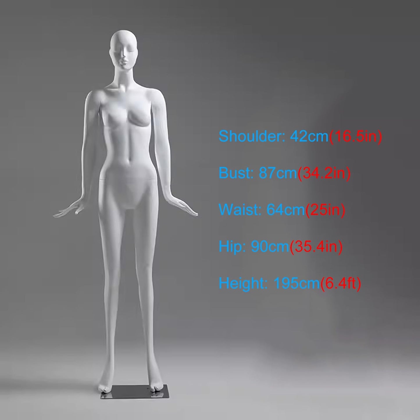 Matte White Female Mannequin with Head, Tall Detachable Dress Form Dummy for Home, Online Shop & Retail Display - Perfect Torso Body(Style4)