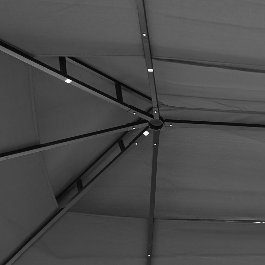 Dark Gray Steel Rectangular Gazebo, 157.5x118.1 Inch Water-Resistant Outdoor Canopy for Patio, Garden, Large Capacity for 10 People Outdoor Structures
