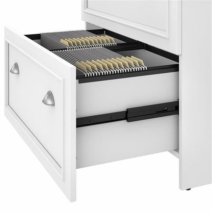 BOWERY HILL 2 Drawer Lateral File Cabinet, 30W x 20D x 30H, Engineered Wood, Pure White and Shiplap Gray Finish, Smooth Ball Bearing Slides, Farmhouse Style Home Office Filing Storage