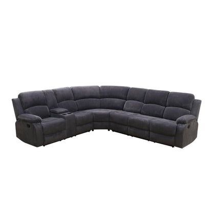 UOCFYK Reclining Sectional Sofa Set, L Shaped Recliner Couch with Cup Holder and Storage Console for Home Theater & Living Room, Dark Gray