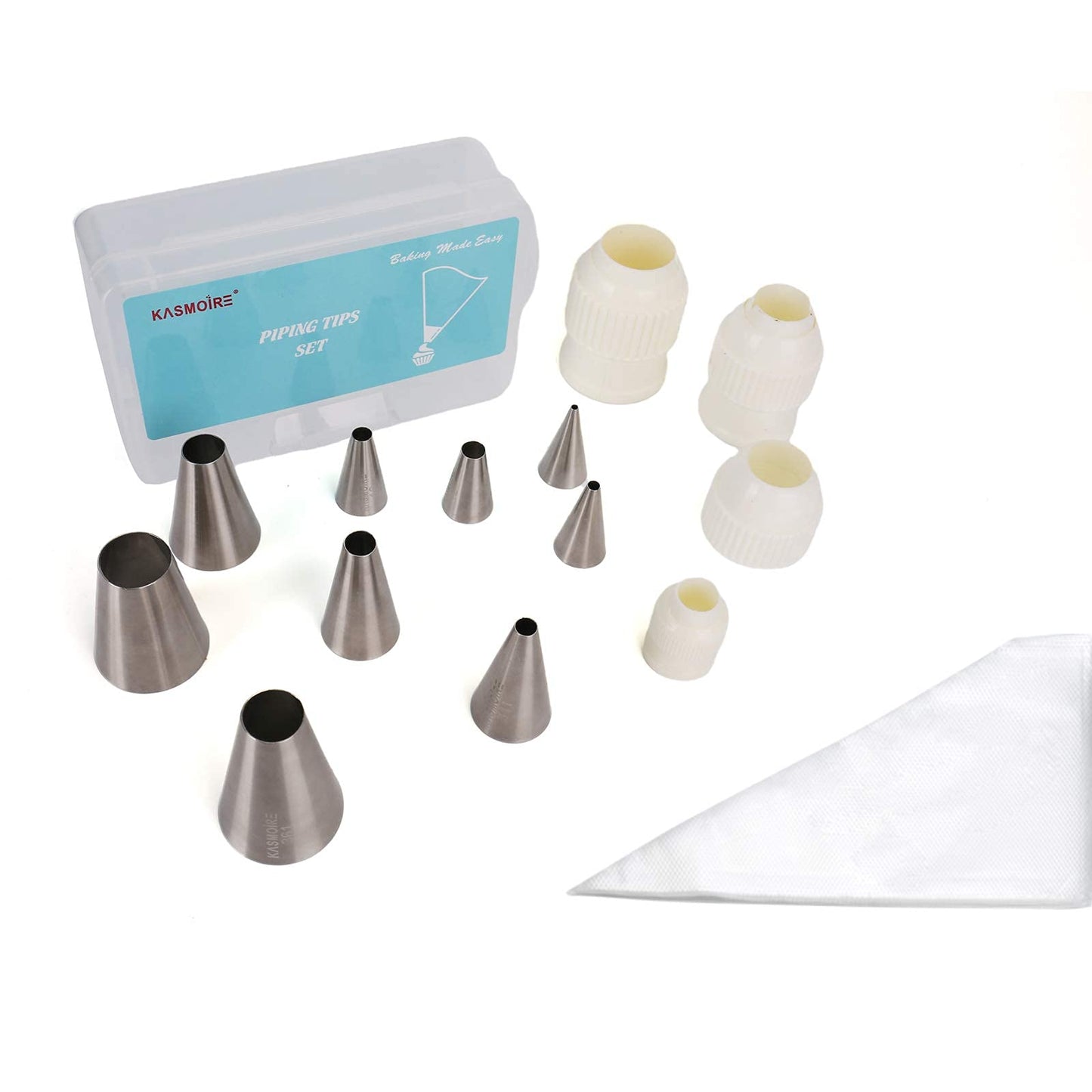 Kasmoire 9 Pcs Round Piping Tip,Macaron Piping Tip,Cake and Cookie Decorating Plain Tube Set
