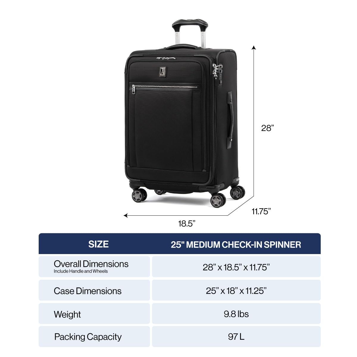 Travelpro Platinum Elite Softside Expandable Checked Luggage, 8 Wheel Spinner Suitcase, TSA Lock, Men and Women, Bordeaux Red, Checked Medium 25-Inch