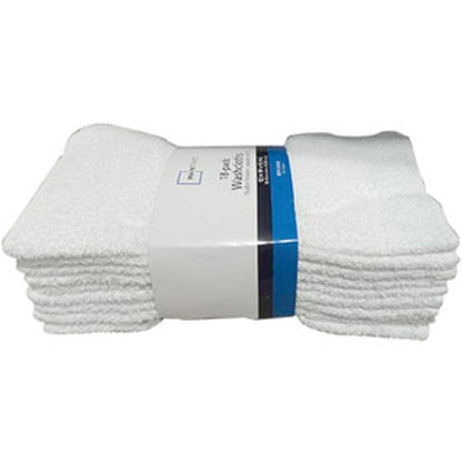 Basic Pack 18 Count White Cotton Washcloth
