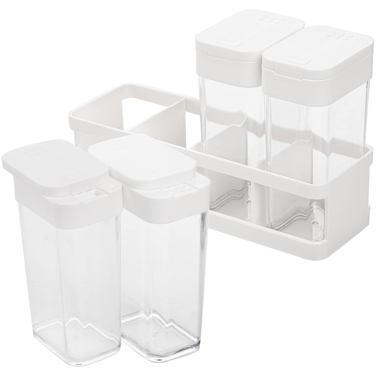 ZOOFOX 12 Pieces Spice Shaker Jars, Plastic Seasoning Shaker Box Set with Lid, Transparent Barbecue Storage Containers Spice Racks Kitchen Supplies