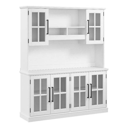 Bush Home Westbrook 60W Sideboard Buffet Cabinet with Hutch in White Ash, Storage Credenza for Dining Room or Kitchen Area