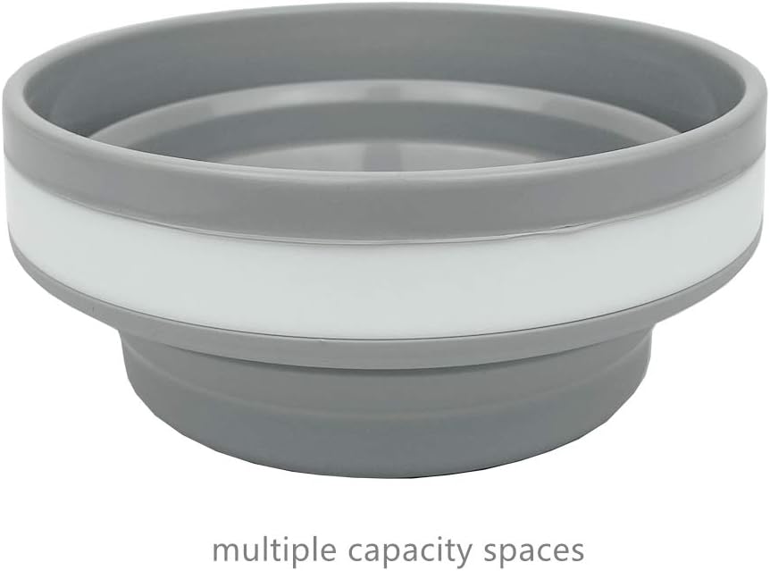 CARTINTS Silicone Collapsible Food Storage Containers with Lids, Ideal for Travel and Camping, 32oz/950ml, Grey
