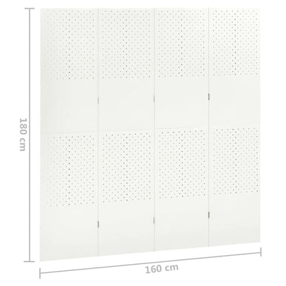 Outdoor/Indoor Room Divider, Room Screen Divider Wall Protection Privacy Furniture Indoor Bedroom, 4-Panel Room Divider White 63"x70.9" Steel
