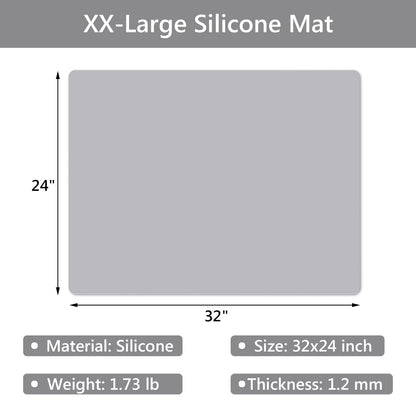 Gartful 2 Pack Silicone Mats for Countertop - 0.05" Thicker, 32" by 24" Extra Large Counter Table Protector, Heat Resistant, Work Desk Pad, Placemat, Multipurpose, Pastry Mat, Light Gray