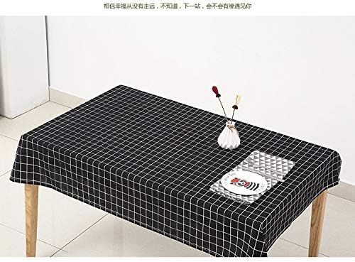 Bringsine Classic Rectangular Cotton Linen Table Cloth, Black Check Vintage Dinner Picnic Deco (36 X 36 Inch)