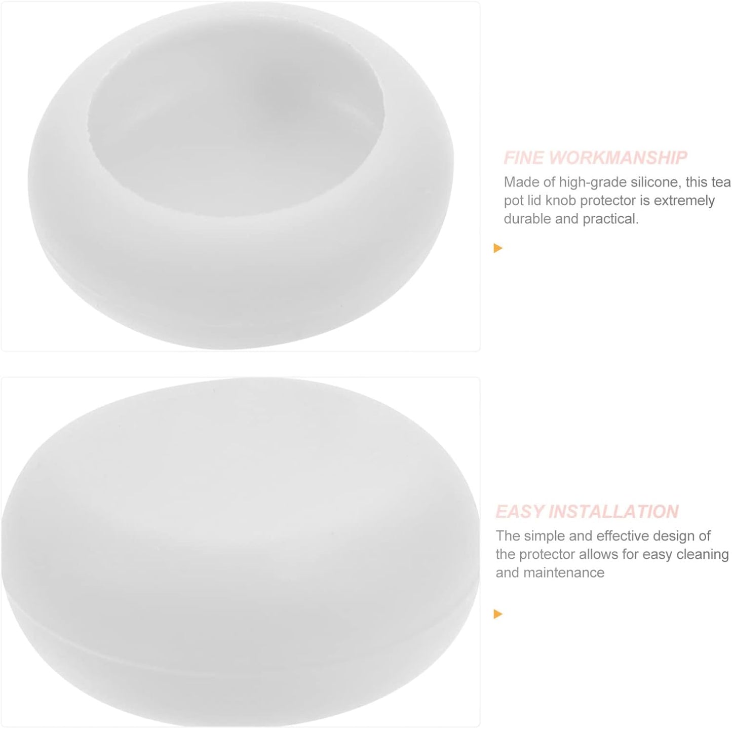 Kichvoe Teapot Lid Silicone Sleeve - 2pcs Replacement Knob Cover for Teapot Lid Protection, Anti-scald White Handle