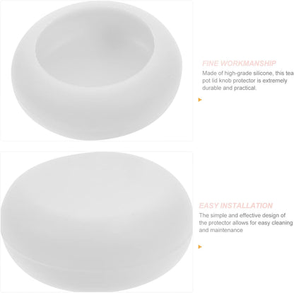 Kichvoe Teapot Lid Silicone Sleeve - 2pcs Replacement Knob Cover for Teapot Lid Protection, Anti-scald White Handle