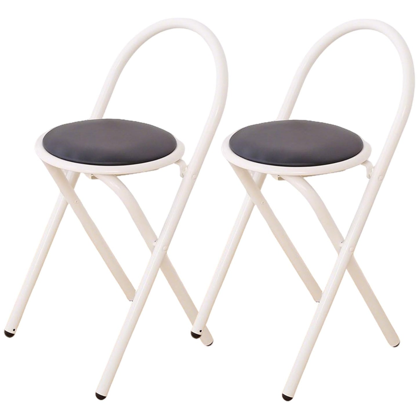 2-Pack Wrought Iron Durable Folding Chairs, Portable Party Event Chair, with Arch Handles(Black Color)