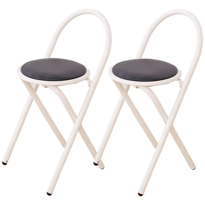 2-Pack Wrought Iron Durable Folding Chairs, Portable Party Event Chair, with Arch Handles(Black Color)