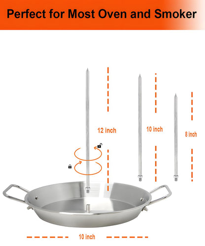 Dallden BBQ Vertical Skewer-Al Pastor Skewer Vertical Rotisserie Vertical Spit Stand for Tacos Al Pastor, Shawarma, Gyros- BBQ Grilling Accessory with 3 Removable Spikes (8”, 10" and 12”)