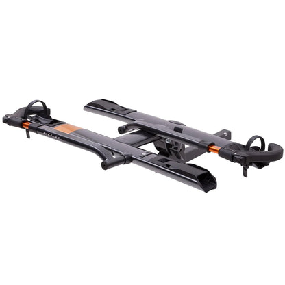 KUAT Sherpa 2.0 Durable Lightweight Aluminum Compact 2 Bike Transporting Hitch Rack with Cable Lock & Foldable Tire Cradles | Capacity - 40 Lbs per Tray, Gray Metallic & Orange Anodize, 2"
