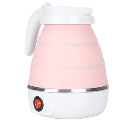 Milltrip Travel Foldable Electric Kettle, 600ml Portable Electric Kettle for Travel with Food-Grade Silicone, 400W Fast Boiling, Dry Burn Protection & Built-in Filter, US Plug 110V (Pink)