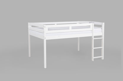 Tribeca Wood Low Loft Bed Frame / 14 Wood Slats Support/No Box Spring Necessary/Easy Assembly/Twin - White