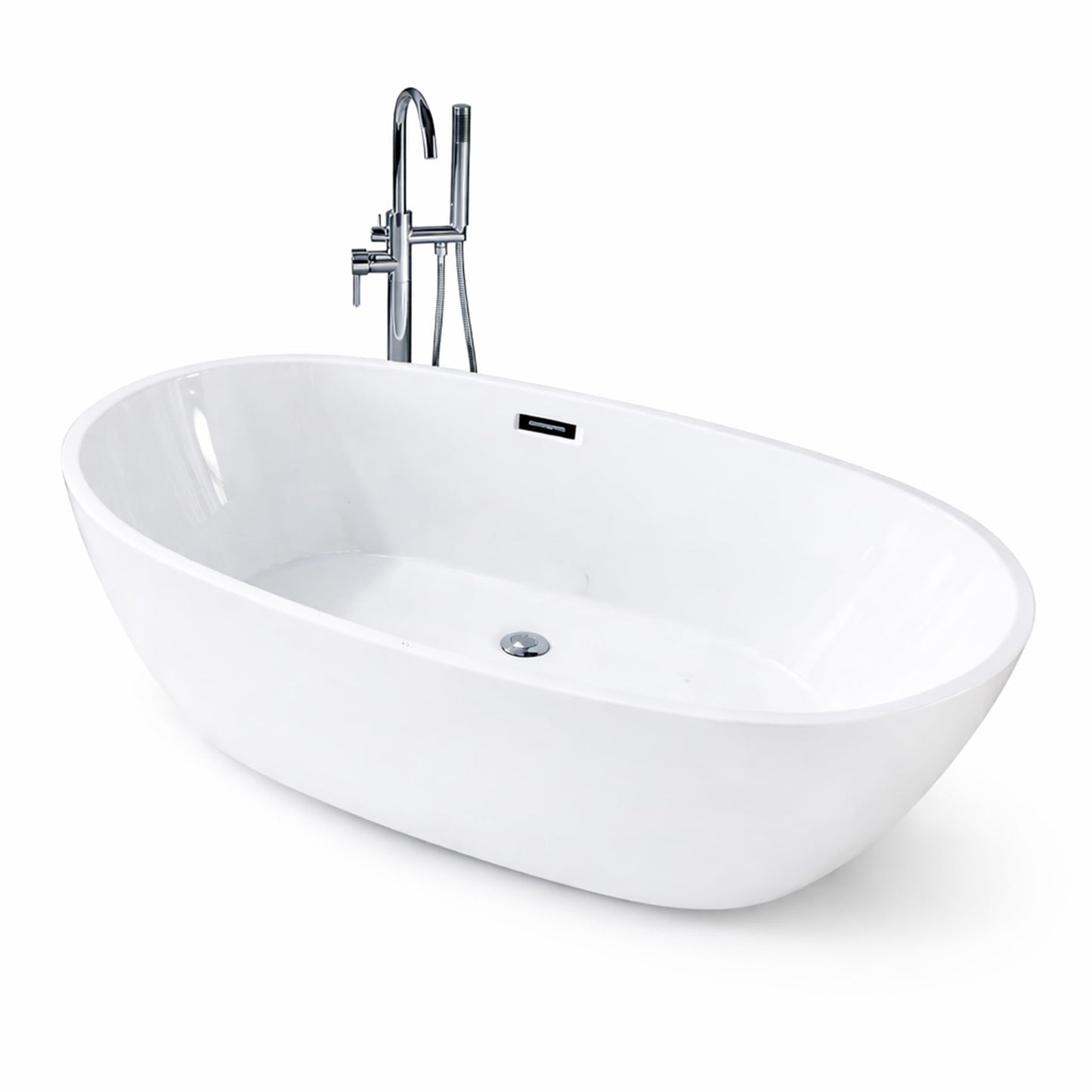 GarveeTech 67"Freestanding Bathtub, Acrylic Deep Soaking Tub, Non-Slip Acrylic Tub with Chrome Overflow and Drain, CUPC Certified, Ergonomic Modern Bath for Bathrooms, Easy-Install