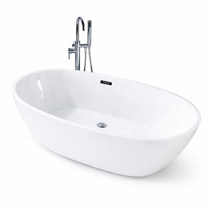 GarveeTech 67"Freestanding Bathtub, Acrylic Deep Soaking Tub, Non-Slip Acrylic Tub with Chrome Overflow and Drain, CUPC Certified, Ergonomic Modern Bath for Bathrooms, Easy-Install