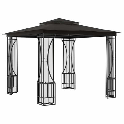 Anthracite Gazebo with Mosquito Nets, 9.8'x9.8' Outdoor Canopy Tent, UV Proof Polyester Fabric, Steel Frame, for Patio, Backyard, Deck Lawn Structures