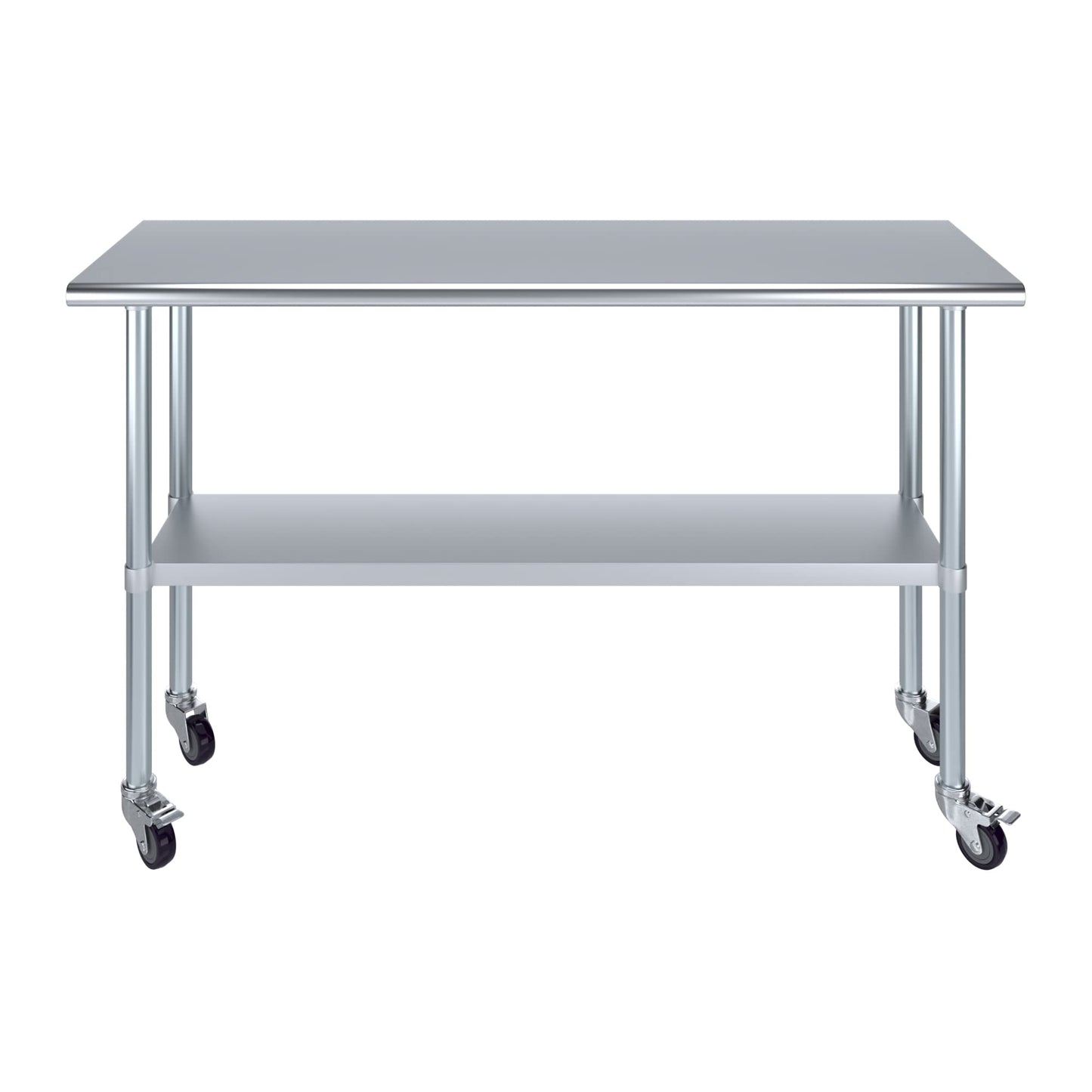 18" X 60" Stainless Steel Work Table with Under-Shelf & 4 Wheels | NSF Certified | Laundry Garage Utility Bench | Food Prep Worktable