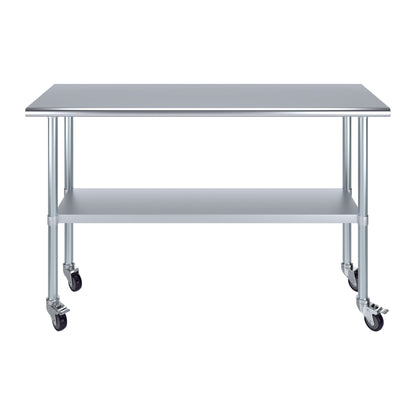 18" X 60" Stainless Steel Work Table with Under-Shelf & 4 Wheels | NSF Certified | Laundry Garage Utility Bench | Food Prep Worktable