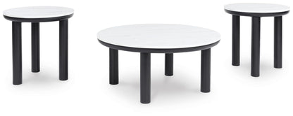 Signature Design by Ashley Xandrum Casual Faux Marble Occasional Table Set, Set of 3, Black & White