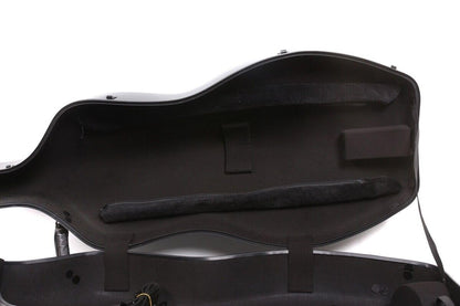 Hard Cello Case 4/4 Full Size Mixed Carbon Fiber Strong & Ultralight Cello Box with 2 Bow Holders & 2 Strong Handle & 2 Back Straps & Wheels Cello Bag (Black Braided Carbon Fiber)