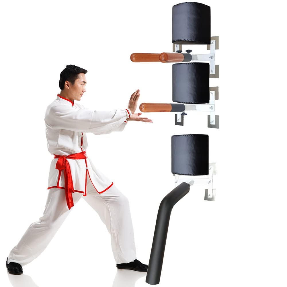 Wing Chun Wooden Man Pile, Wall Mounted Dummy for Home Martial Arts Training, Portable Device for Wall or Marble Surface