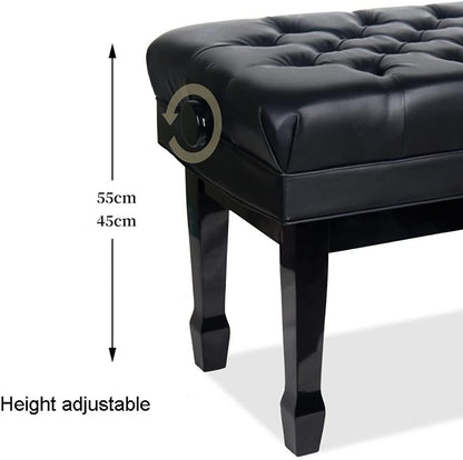 GAZOGJ Piano Stool Piano Bench Dressing Table Stool Luxury Leather Piano Stool Solid Wood Piano Bench with Large Storage Box, Adjustable Height, Comfortable and Ergono