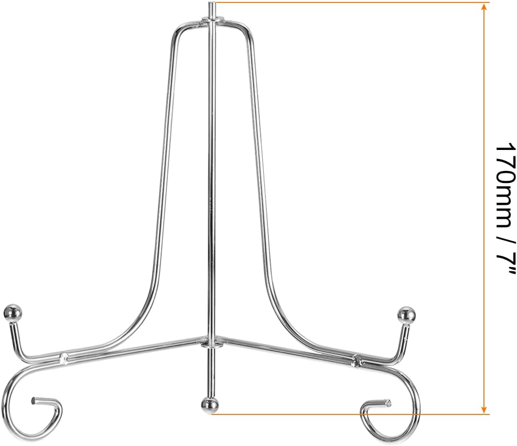 uxcell 2Pcs 7 Inch Iron Plate Stand for Display, Folding Decorative Metal Easel for Photo Picture Frame, Silver