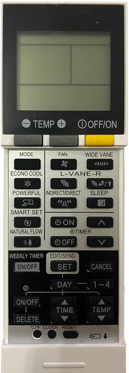 Replacement Remote Control for Mitsubishi Electric AC Air Conditioner - Compatible with MSZ-EF09NAS-U1, MSZ-EF15NAS-U1,