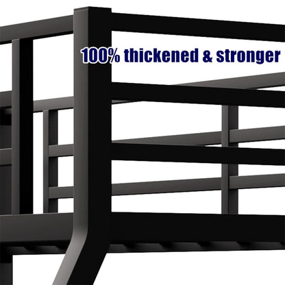 LEEKAF Stronger & Higher Quality Heavy Duty Bunk Bed Twin XL Over Queen Size Bunkbed, Thickened Safer More Stable Steel Metal Queen Bunk Bed (Faster Assembly) (Twin XL Over Queen)