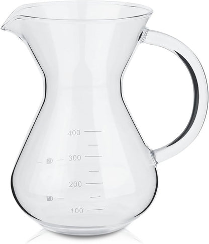 Pour Over Coffee Maker, 400ml Glass Coffee Pot, Dripper Brewer, Glass Carafe for Home Travel