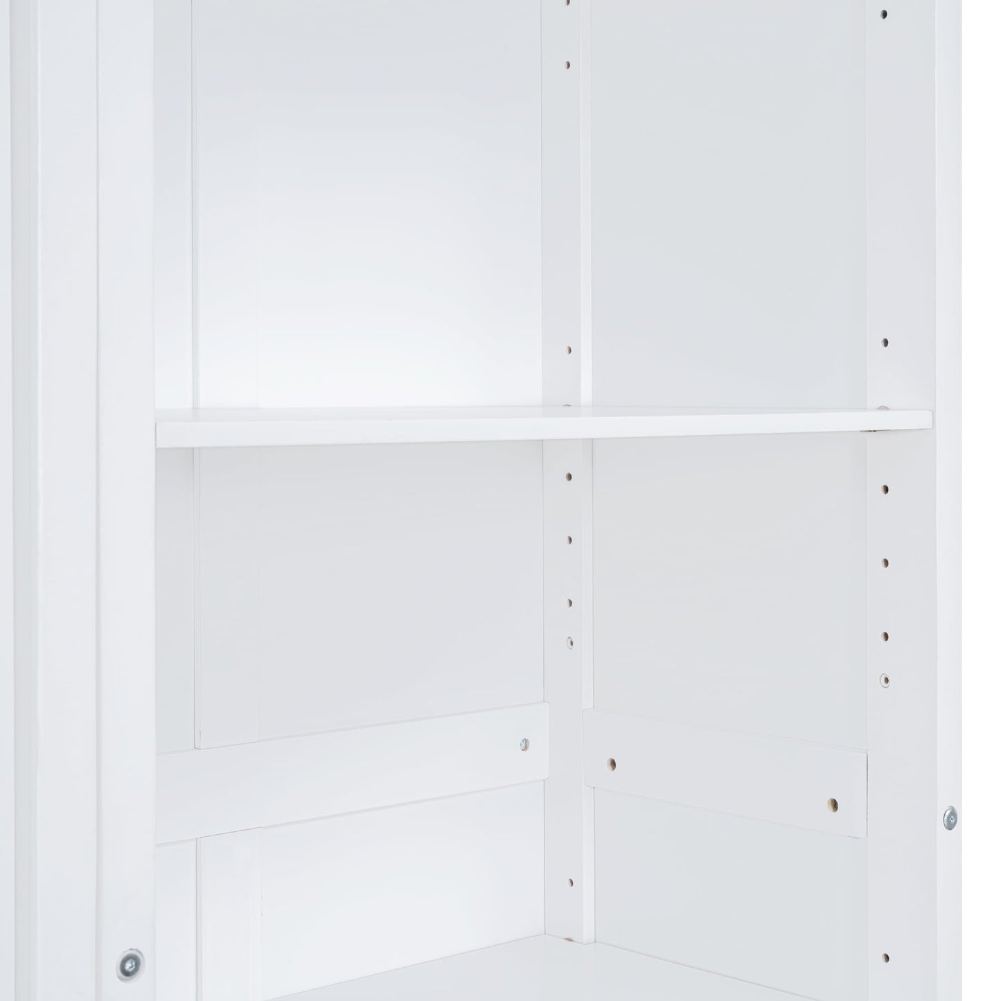 GDFStudio Veatch Wooden Frame Queen Size Bed, Queen Size Murphy Bed with Shelves, Folding Wall Beds with 5 Storage Cabinets, Space Saving, Folded into Cabinet for Guest Room Living Bedroom, White