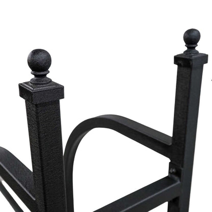Woodhaven 9ft Courtyard Firewood Rack - Luxury Outdoor Log Holder With Cover - Made In USA - Black UV Stable Powder Coat Finish
