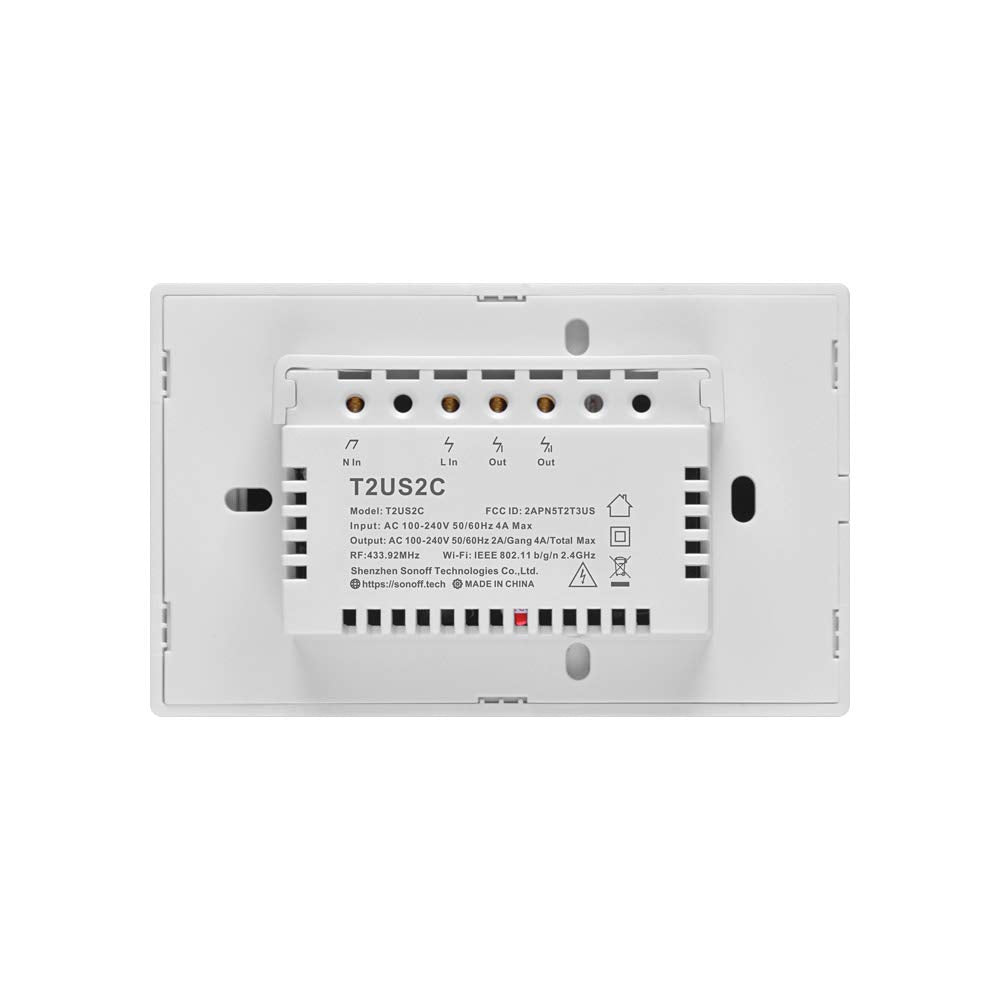 SONOFF Smart Light Switch, 2.4GHz WiFi Touch Smart Wall Switch for Lights, Works with Alexa and Google Home, Neutral Wire Required Interruptor Inteligente, 1 Gang 1 Way TX T2
