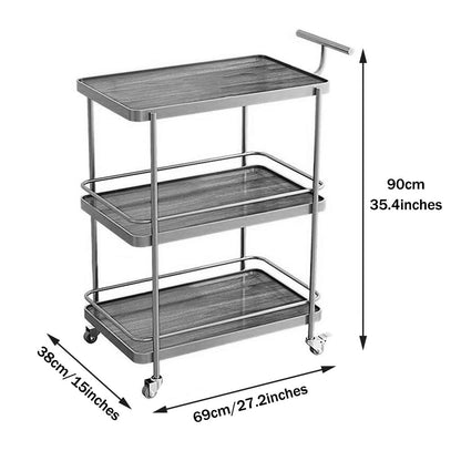 FGQuelleBM Modern 3-Tier Serving Cart, Hotel Liquor Cart with Brake Wheels & Handles, Perfect for Gourmet Food, Wine & Coffee Service(Gold White)