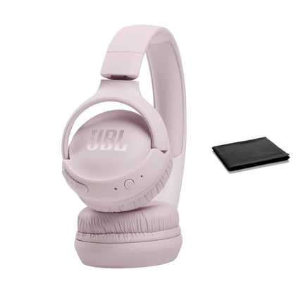 JBL Tune 510BT: Wireless Bluetooth On-Ear Headphones with Purebass Sound - with Cleaning Cloth (Rose, Standard), JBLT510BT-Black-Cloth