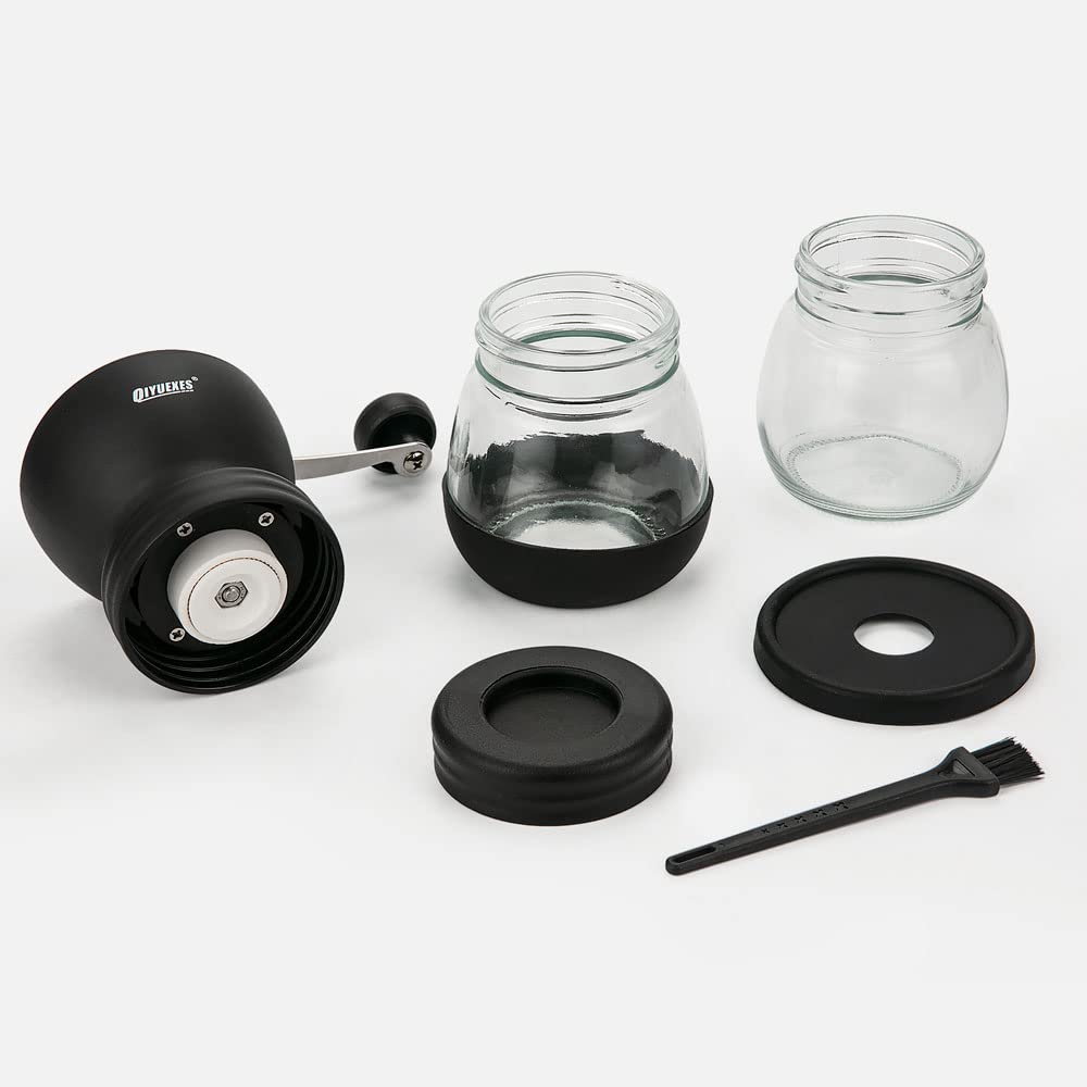 Manual Coffee Grinder 48 Adjustable Settings, 80g Large Capacity, Conical Burr Hand Mill for Home, Travel, Camping, Office, Espresso & Pour Over, 2 Jars