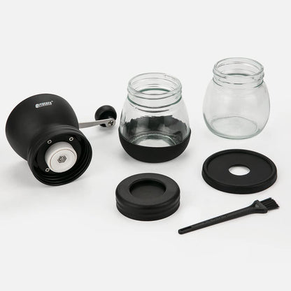 Manual Coffee Grinder 48 Adjustable Settings, 80g Large Capacity, Conical Burr Hand Mill for Home, Travel, Camping, Office, Espresso & Pour Over, 2 Jars