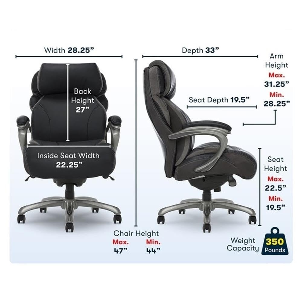 BOWERY HILL Faux Leather Modern Swivel Executive Office Desk Chair, Height Adjustable Upholstered Rolling Chair for Meeting Room, Comfortable Computer Chair for Home Office and Study Room, Black