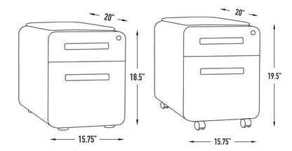 Laura Davidson Furniture STOCKPILE Mini Seated 2 Drawer Mobile File Cabinet with Removable Magnetic Cushion Seat - Short Version, Metal Filing Cabinet, Pre-Assembled, White with Grey Cushion